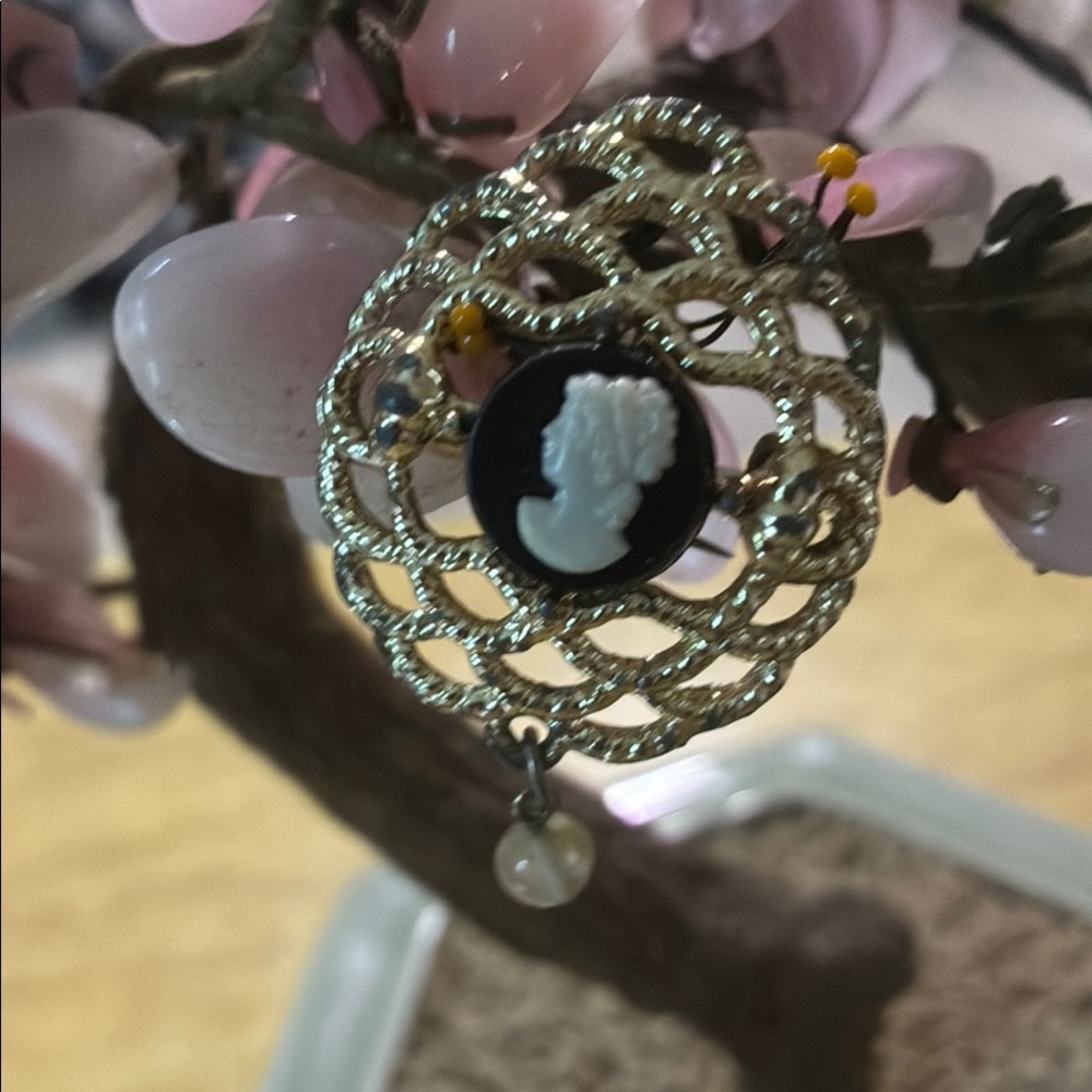 Gold and Black Elegant Broochvintage cameo brooch